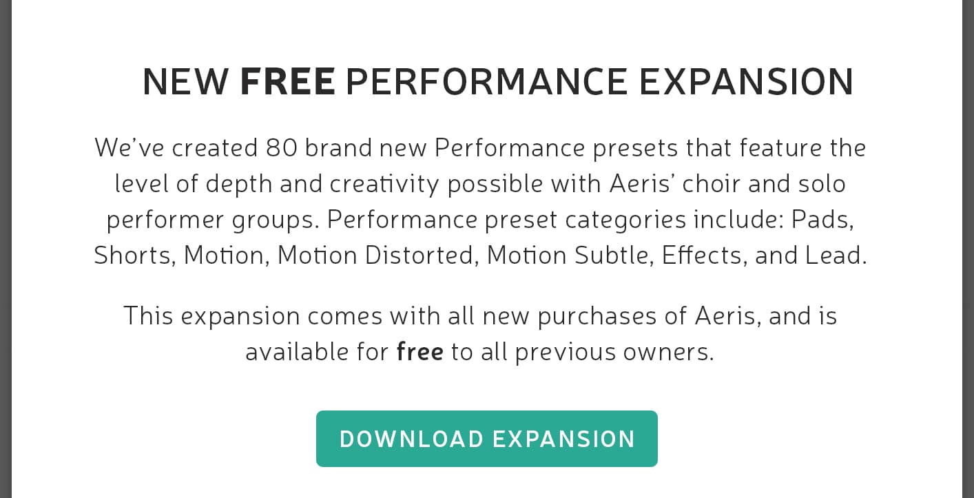 New Free Performance Expansion! Download now.
